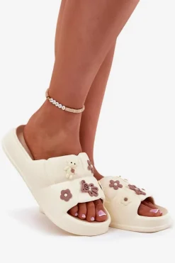 Best Boto Piankowe Klapki Z Przypinkami Ecru Redienna Biały