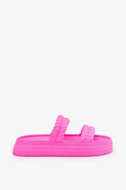 Sale Piankowe Lekkie Klapki Damskie Na Platformie S.Barski ZK51-001 Fuksja Damskie Klapki Basenowe|Klapki Na Platformie