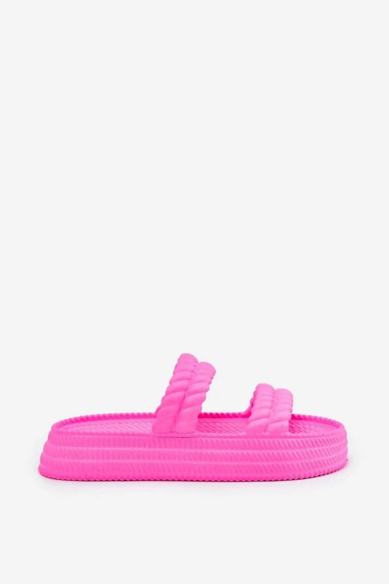 Sale Piankowe Lekkie Klapki Damskie Na Platformie S.Barski ZK51-001 Fuksja Damskie Klapki Basenowe|Klapki Na Platformie