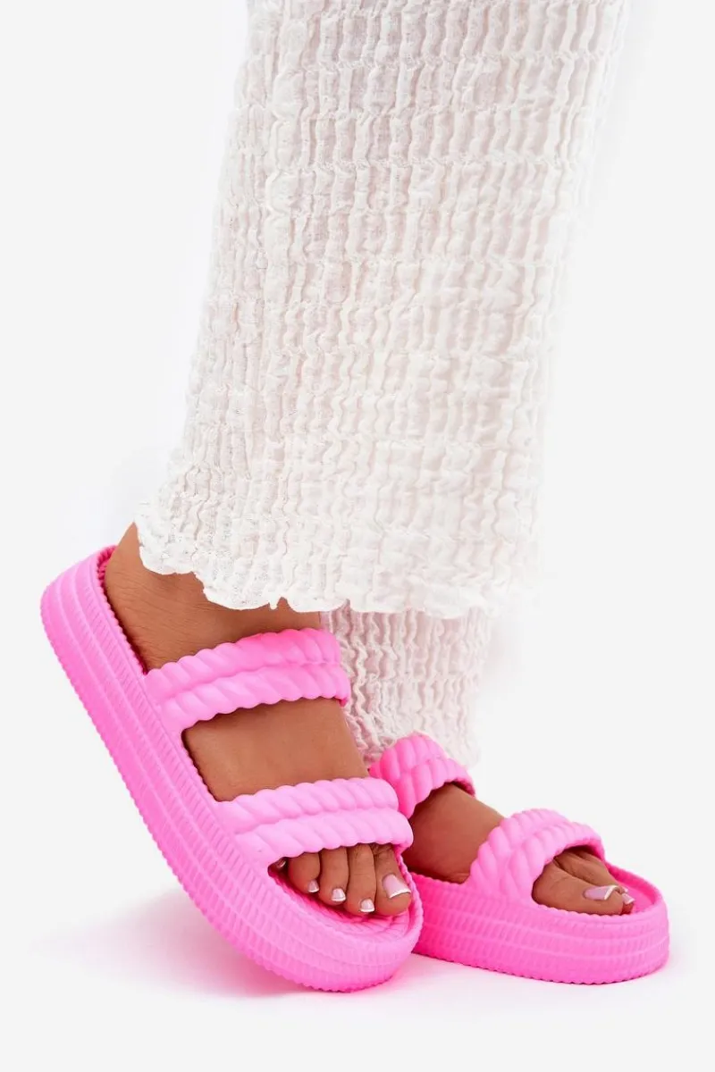 Sale Piankowe Lekkie Klapki Damskie Na Platformie S.Barski ZK51-001 Fuksja Damskie Klapki Basenowe|Klapki Na Platformie