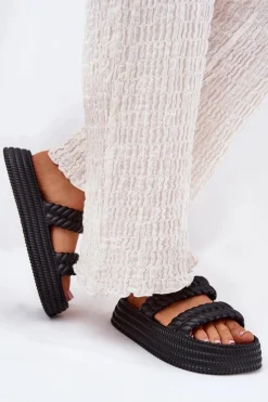 Sale Damskie buty S.Barski Piankowe Lekkie Klapki Damskie Na Platformie S.Barski ZK51-001 Czarne Czarny