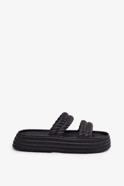 Sale Damskie buty S.Barski Piankowe Lekkie Klapki Damskie Na Platformie S.Barski ZK51-001 Czarne Czarny