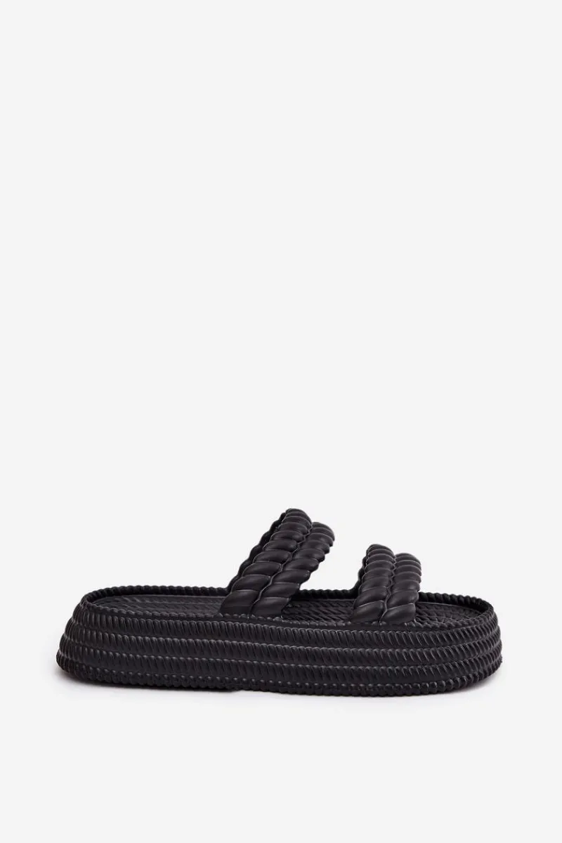 Sale Damskie buty S.Barski Piankowe Lekkie Klapki Damskie Na Platformie S.Barski ZK51-001 Czarne Czarny