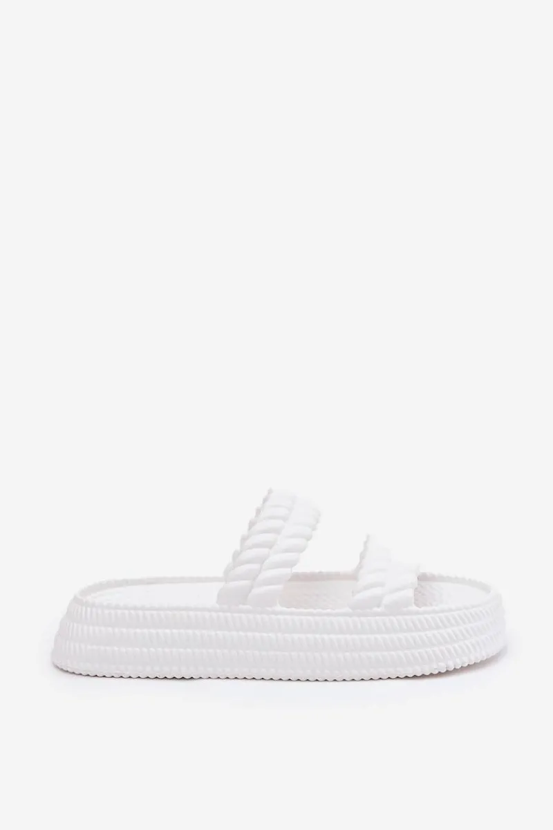 Klapki Basenowe|Klapki Na Platformie>Damskie buty S.Barski Piankowe Lekkie Klapki Damskie Na Platformie S.Barski ZK51-001 Białe Biały