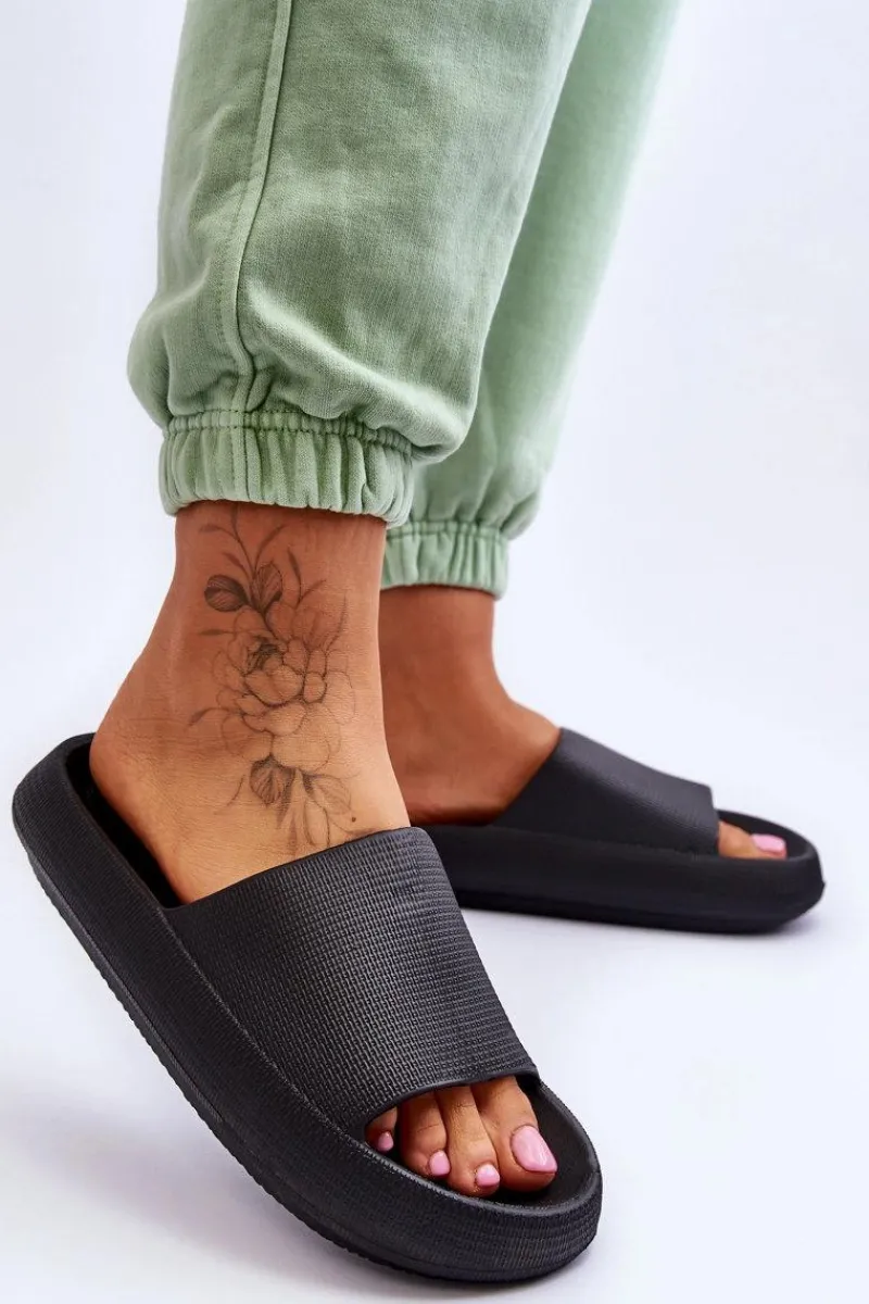 Discount Piankowe Modne Klapki Na Masywnej Platformie Czarne Linnea Damskie Klapki Basenowe|Klapki Na Platformie