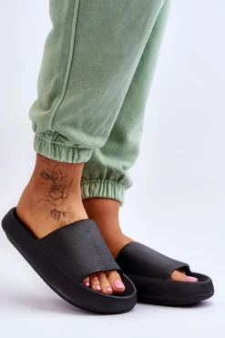 Discount Piankowe Modne Klapki Na Masywnej Platformie Czarne Linnea Damskie Klapki Basenowe|Klapki Na Platformie