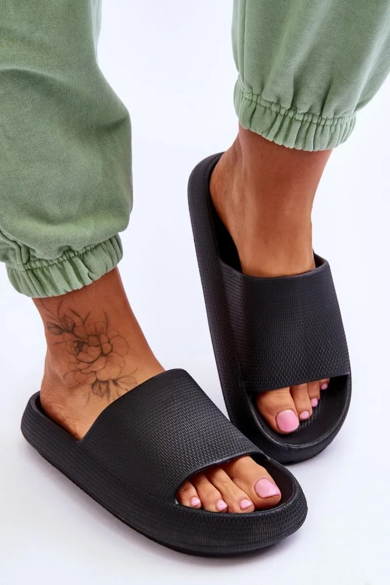 Discount Piankowe Modne Klapki Na Masywnej Platformie Czarne Linnea Damskie Klapki Basenowe|Klapki Na Platformie
