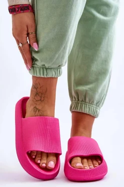 Klapki Basenowe|Klapki Na Platformie>Boto Piankowe Modne Klapki Na Masywnej Platformie Fuksja Linnea