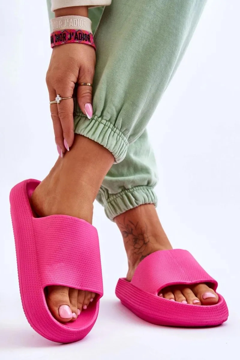 Klapki Basenowe|Klapki Na Platformie>Boto Piankowe Modne Klapki Na Masywnej Platformie Fuksja Linnea