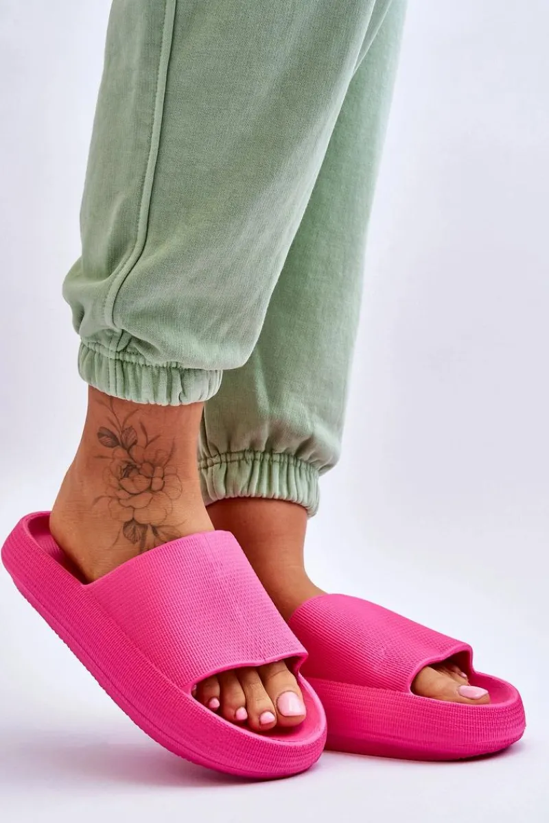 Klapki Basenowe|Klapki Na Platformie>Boto Piankowe Modne Klapki Na Masywnej Platformie Fuksja Linnea