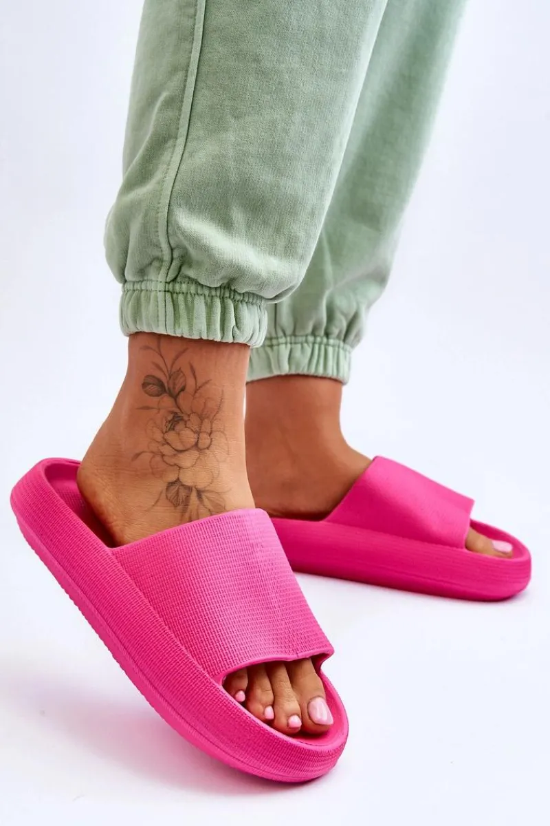 Klapki Basenowe|Klapki Na Platformie>Boto Piankowe Modne Klapki Na Masywnej Platformie Fuksja Linnea