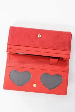 Portfele>Boto Piękny Damski Czerwony Portfel Na Bigiel Zatrzask