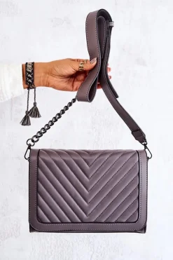 Listonoszki>Boto Pikowana Torebka Listonoszka Szara Hariette