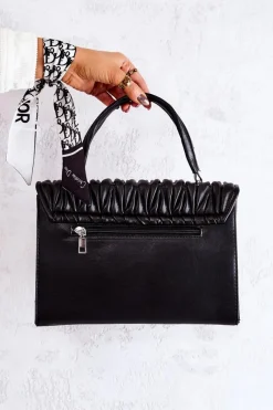 Pikowana Torebka Listonoszka Czarna Roselyn Listonoszki