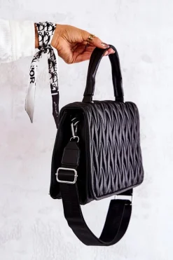 Pikowana Torebka Listonoszka Czarna Roselyn Listonoszki