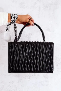 Pikowana Torebka Listonoszka Czarna Roselyn Listonoszki