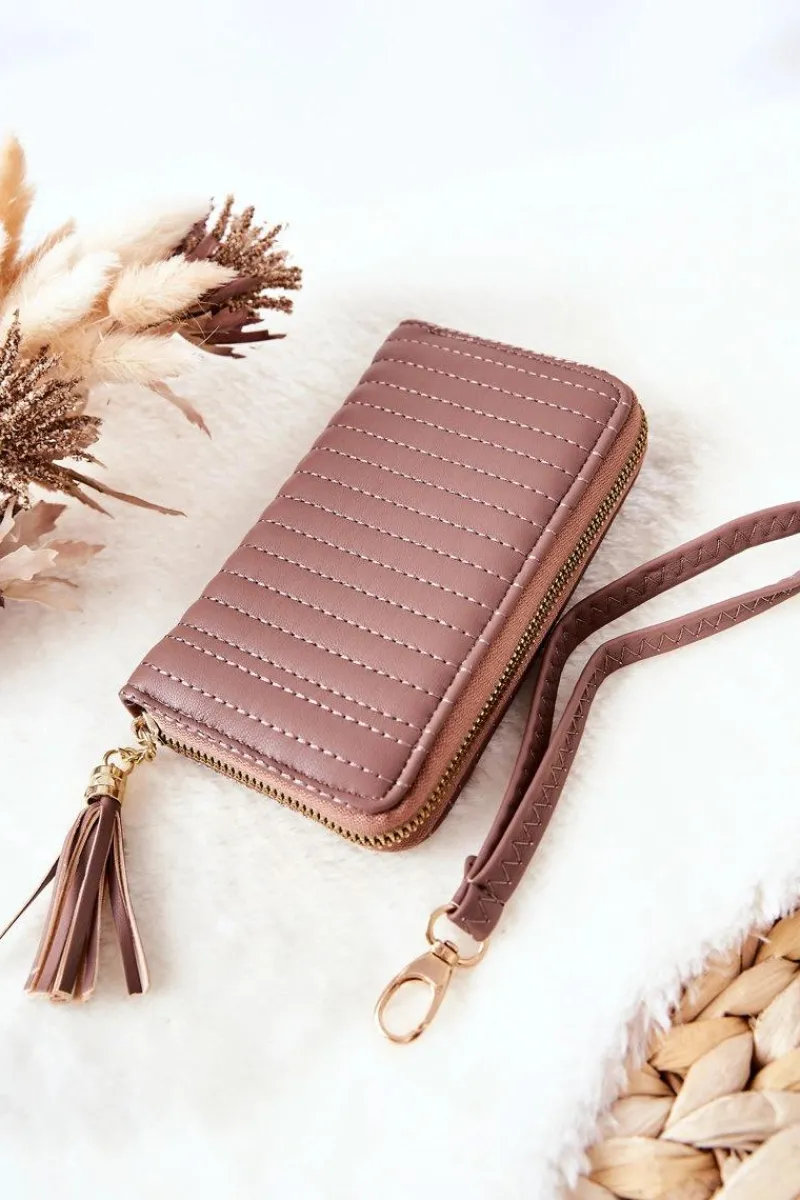 Clearance Pikowany Portfel Z Frędzelkiem Cappucino Portfele