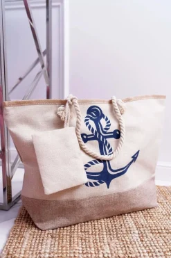 Outlet Plażowa Duża Beżowa Torebka Torba Damska Torebki Plażowe