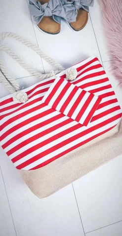 Best Boto Plażowa Duża Czerwona Torebka Torba Damska Marynarska