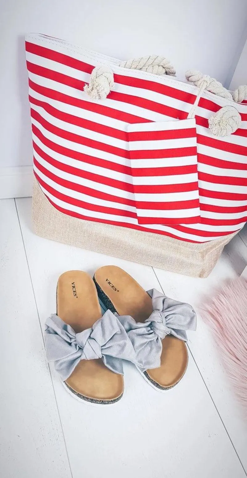 Best Boto Plażowa Duża Czerwona Torebka Torba Damska Marynarska