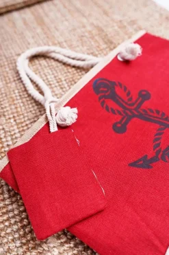 Sale Boto Plażowa Duża Czerwona Torebka Torba Damska