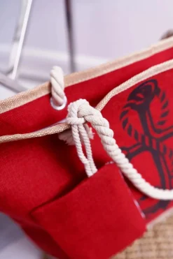 Sale Boto Plażowa Duża Czerwona Torebka Torba Damska