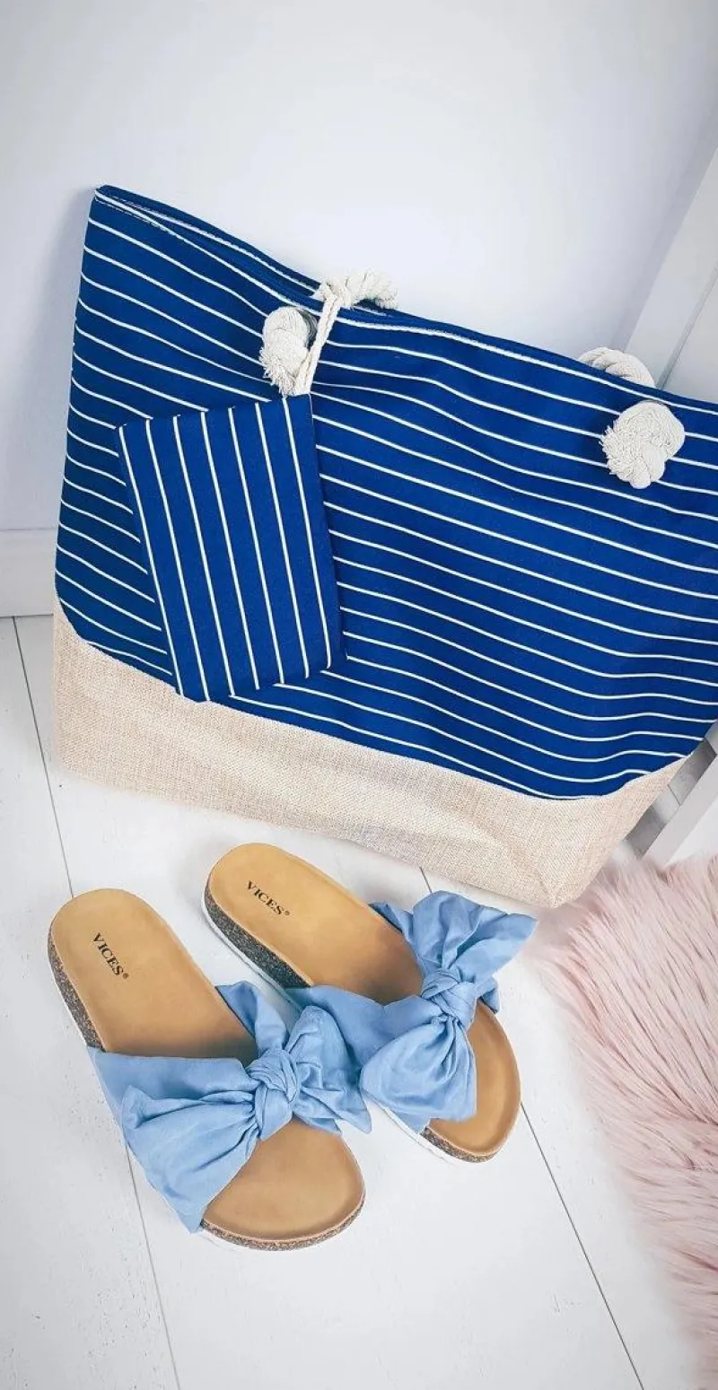 Discount Boto Plażowa Duża Granatowa Torebka Torba Damska