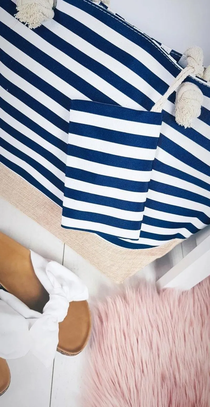 Torebki Plażowe>Boto Plażowa Duża Granatowa Torebka Torba Damska Marynarska