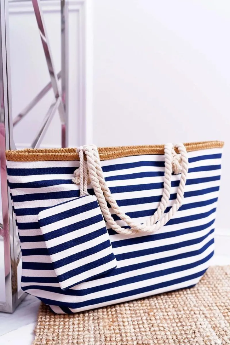 Hot Boto Plażowa Duża Granatowa Torebka Torba Damska Marynarska