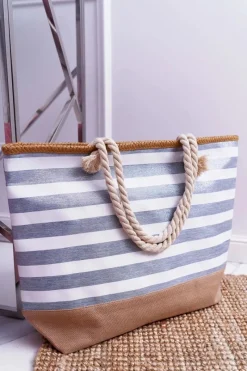 Boto Plażowa Duża Szara Torebka Torba Damska