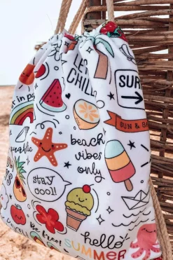 Plecaki|Torebki Plażowe></noscript>Boto Plecak Torba Ręcznik 3w1 Kolorowy Print Biały