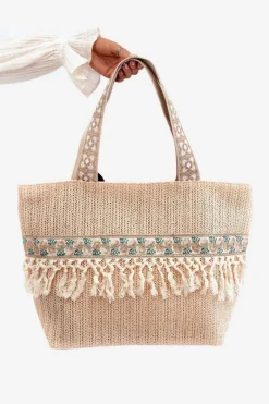 Torebki Plażowe|Torebki Klasyczne>Boto Pleciona Duża Torba Plażowa Z Frędzlami Beżowa Missalori