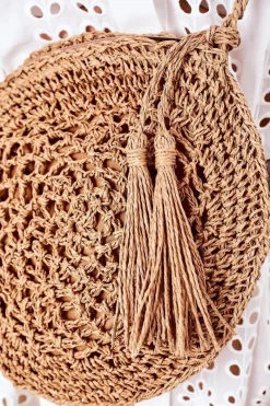 Discount Boto Pleciona Okrągła Torebka Boho BRUNO ROSSI Camel