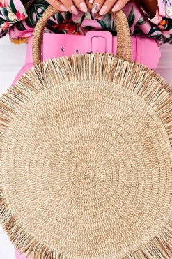 Torebki Plażowe|Torebki Klasyczne>Boto Pleciona Okrągła Torebka Boho BRUNO ROSSI Beżowa