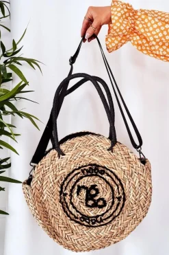 Pleciona Okrągła Torebka XK0280 Beżowa Torebki Plażowe|Torebki Nobo