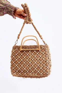 New Pleciona Sztywna Torebka Listonoszka Brązowa Torebki Klasyczne|Listonoszki