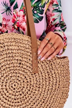 Online Boto Pleciona Torebka Boho Na Ramię BRUNO ROSSI Camel