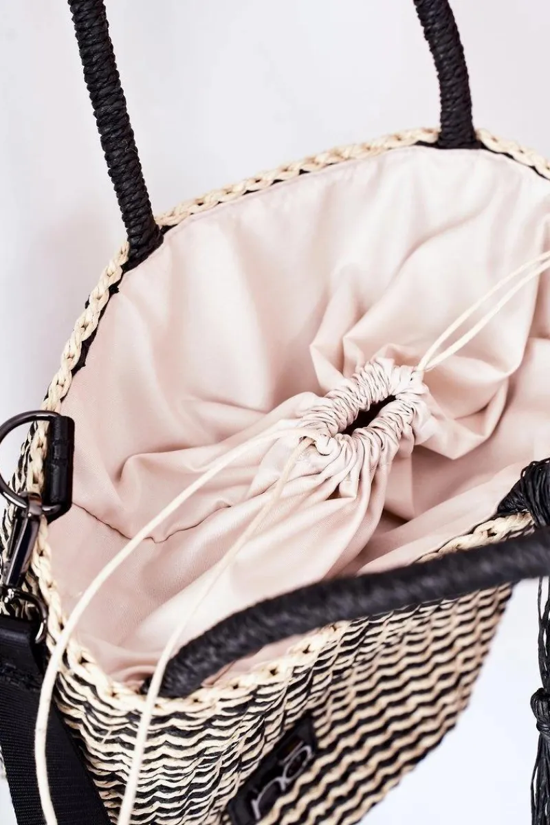 Torebki Plażowe|Torebki Nobo>Nobo Pleciona Torebka Do Ręki XK0380 Czarno-Beżowa