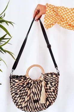 Torebki Plażowe|Torebki Nobo></noscript>Nobo Pleciona Torebka Koszyczek XK0490 Beżowo-Czarna