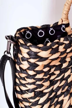 Torebki Plażowe|Torebki Nobo></noscript>Nobo Pleciona Torebka Koszyczek XK0490 Beżowo-Czarna