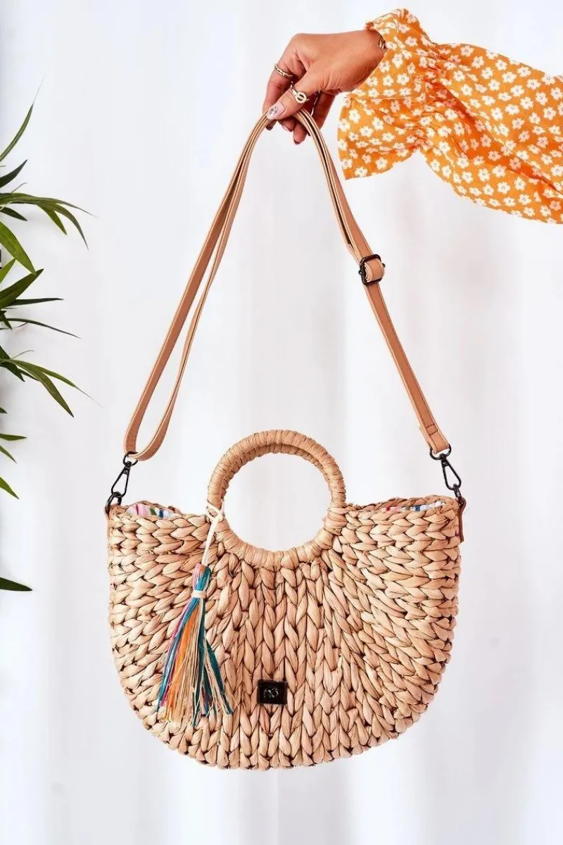 Discount Pleciona Torebka Koszyczek XK0490 Beżowa Torebki Plażowe|Torebki Nobo