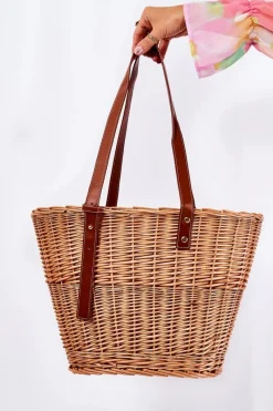 Online Pleciona Torebka Koszyczek XM0040 Beżowa Torebki Plażowe|Torebki Nobo