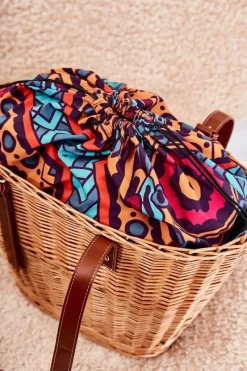 Online Pleciona Torebka Koszyczek XM0040 Beżowa Torebki Plażowe|Torebki Nobo