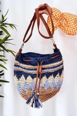 Torebki Plażowe|Torebki Nobo>Nobo Pleciona Torebka Listonoszka XK0430 Granatowa