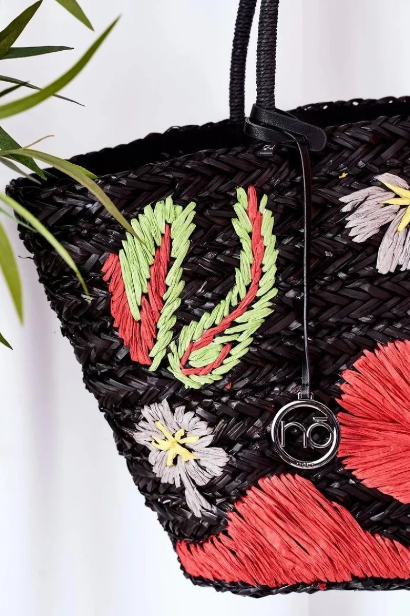 Clearance Nobo Pleciona Torebka Shopper Na Plażę XK0300 Czarna