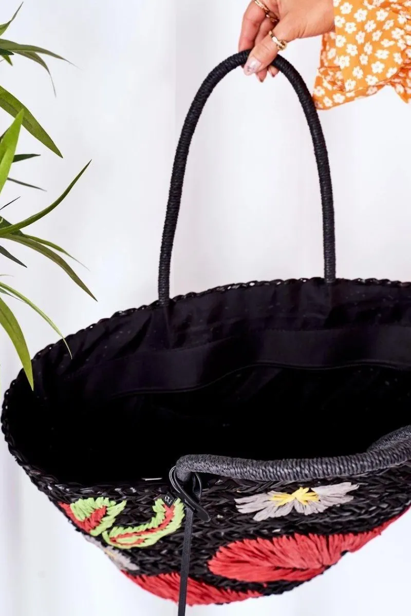 Clearance Nobo Pleciona Torebka Shopper Na Plażę XK0300 Czarna