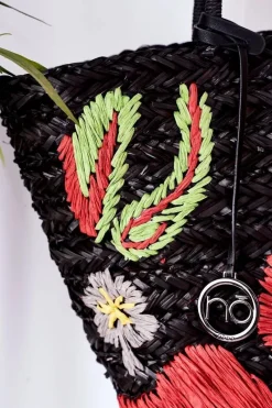 Clearance Nobo Pleciona Torebka Shopper Na Plażę XK0300 Czarna