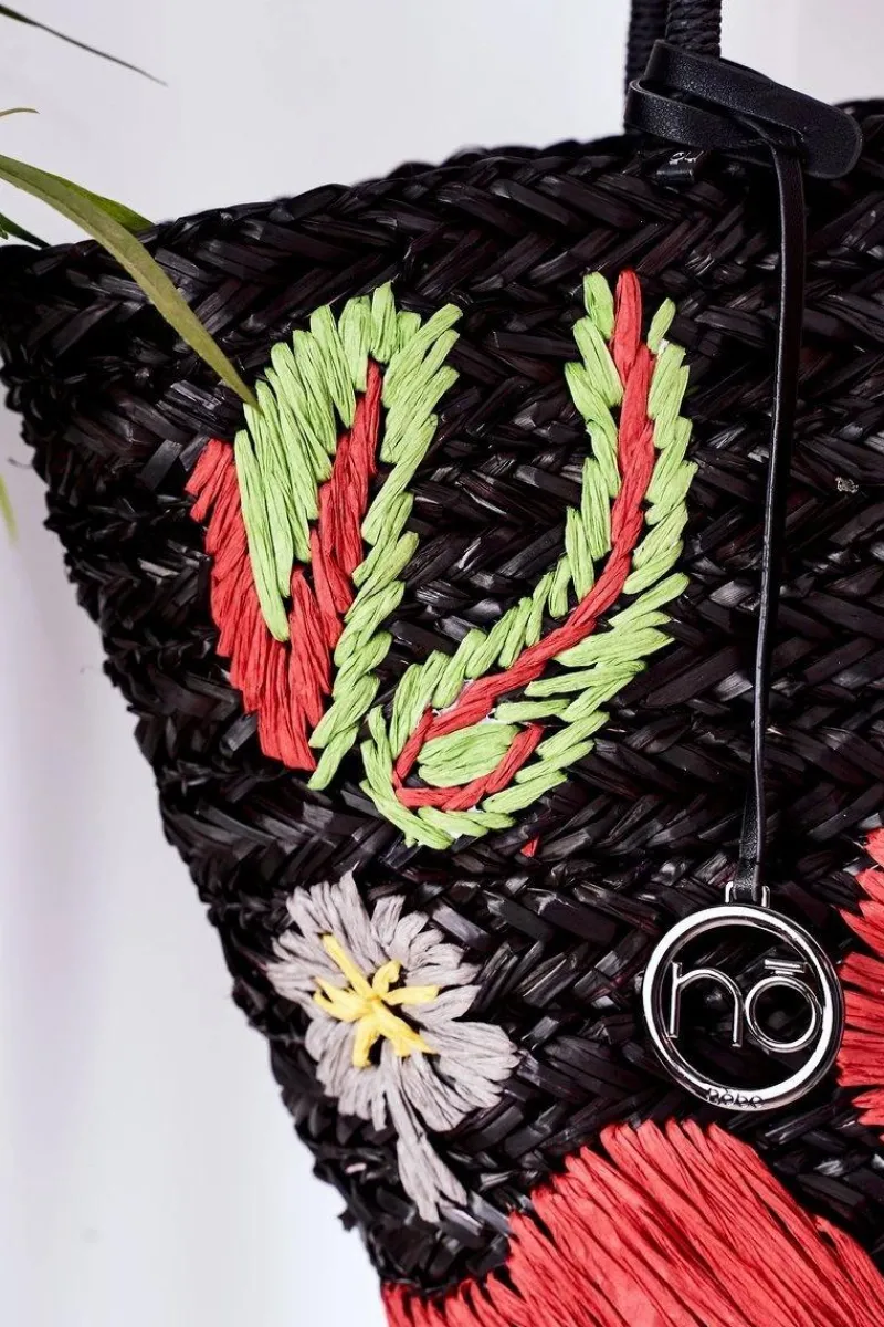 Clearance Nobo Pleciona Torebka Shopper Na Plażę XK0300 Czarna