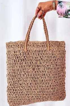 Torebki Plażowe|Torebki Klasyczne>Boto Pleciona Torebka Shopper BRUNO ROSSI Camel