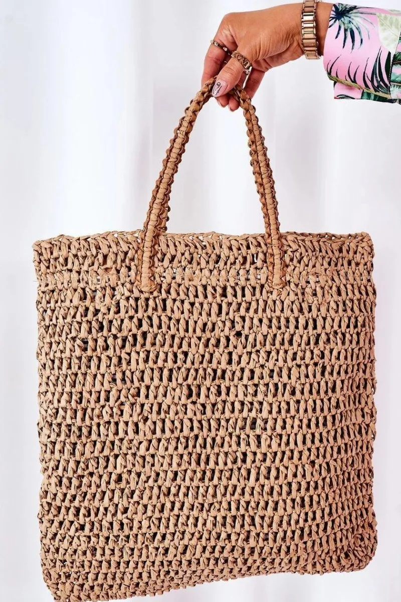 Torebki Plażowe|Torebki Klasyczne>Boto Pleciona Torebka Shopper BRUNO ROSSI Camel